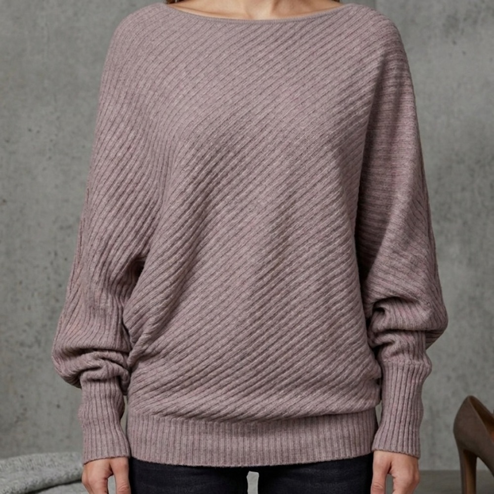 (NWT!) JENNIFER LOPEZ- Dusty Mauve Ribbed Boatneck Sweater